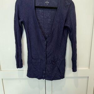 JCrew Women's Blue Linen Cardigan Sweater